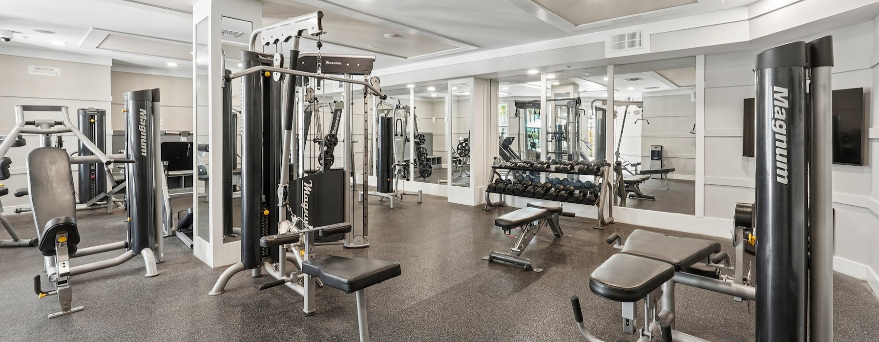 a gym with exercise equipment